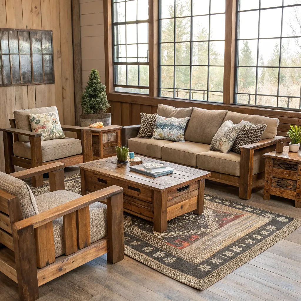 Living room set made of recycled materials
